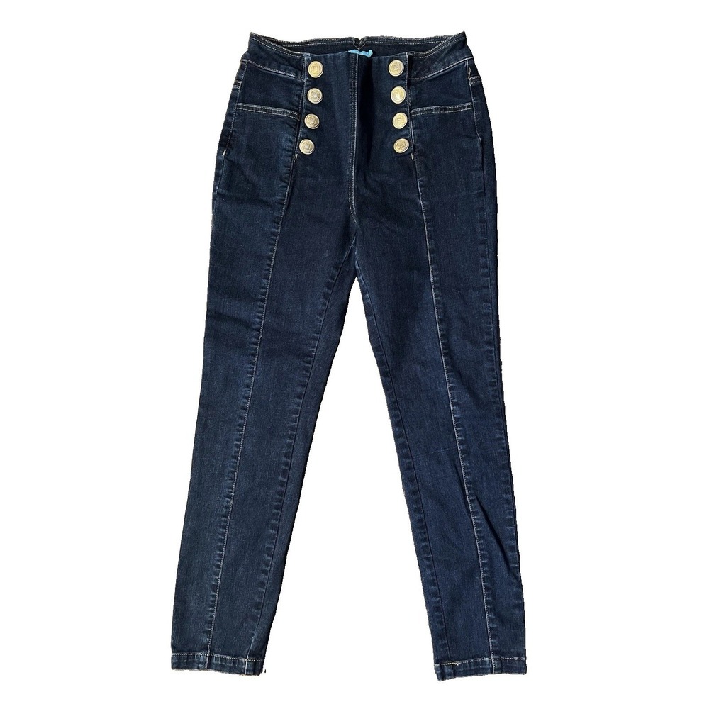 J.‎ McLaughlin Jeans 6 Skinny Hasting Dark Wash Goldtone Nautical Cigarette